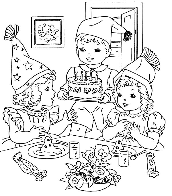 600x685 Cooking Birthday Cake For Birthday Party Coloring Pages