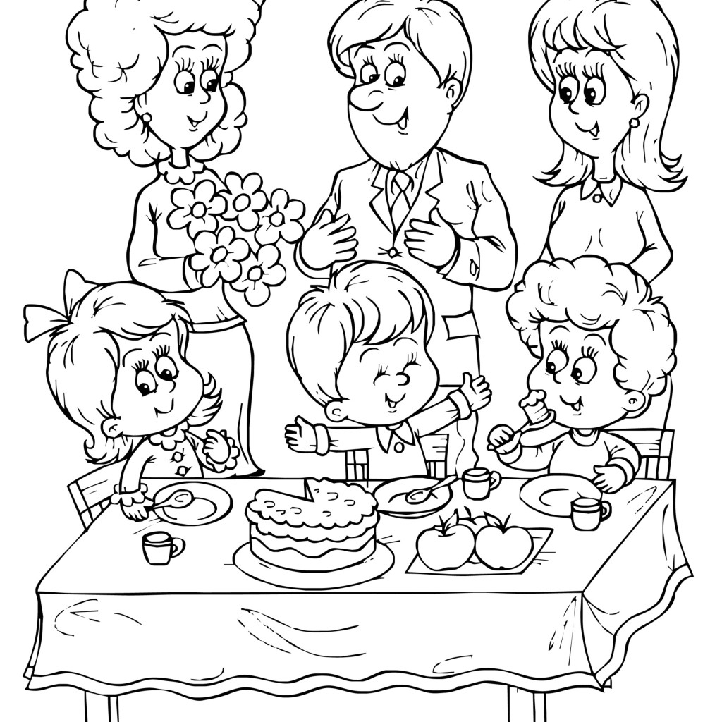 1024x1024 Drawing Of Birthday Party Birthday Party Coloring Pages Download