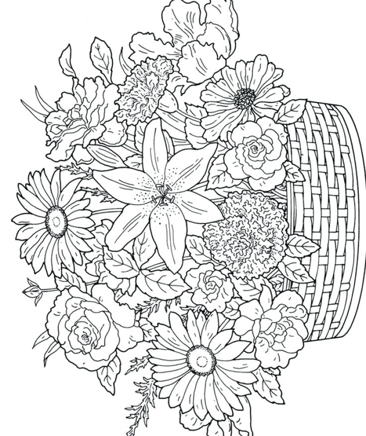 736x875 Flowers Coloring Page