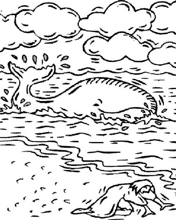 600x751 Jonah And The Whale With Clouds Background Coloring Page