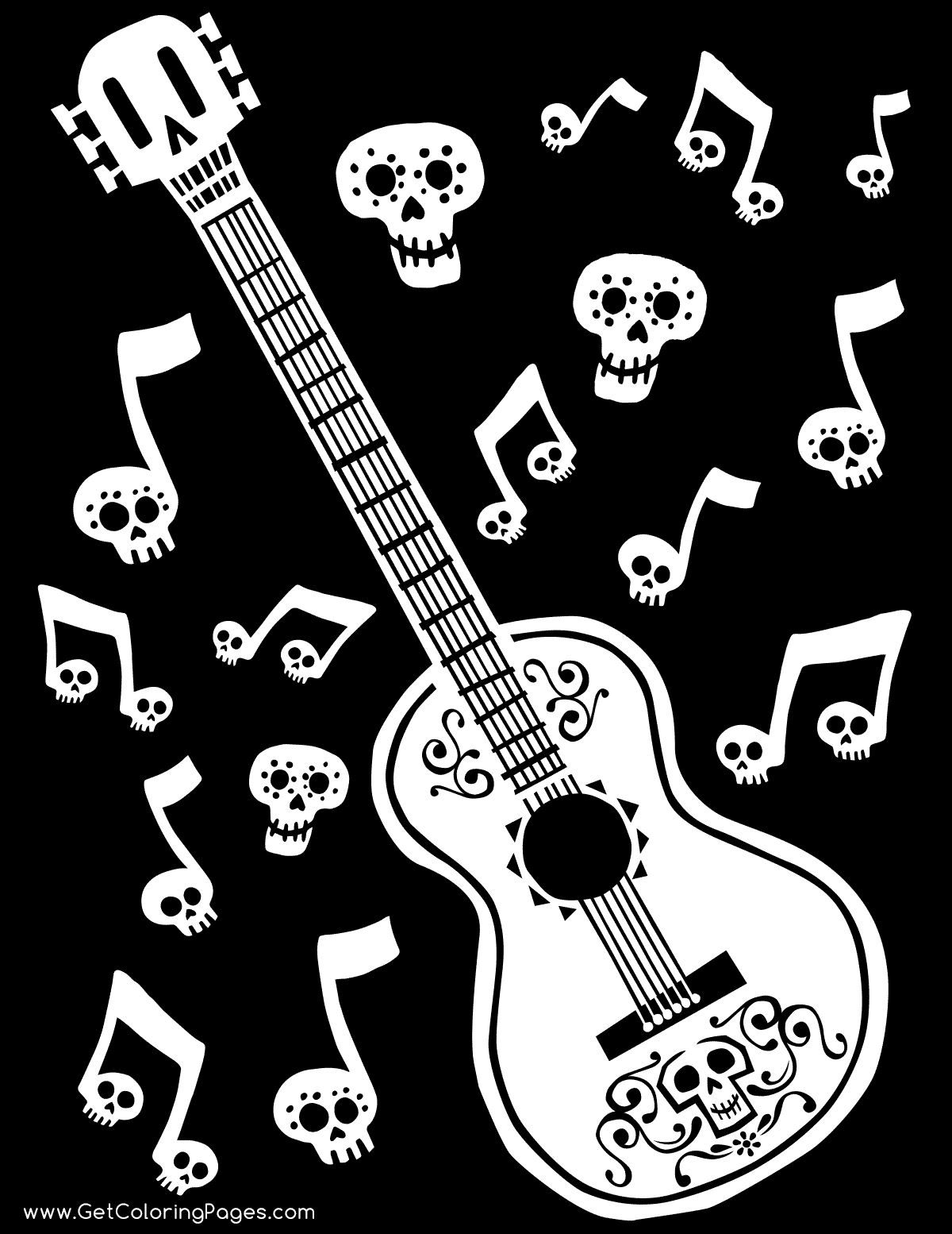 1200x1554 Coco Guitar Coloring With Black Background