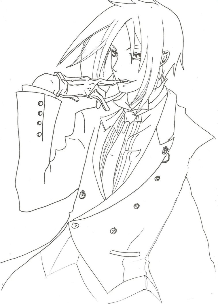 757x1056 Cool Black Butler Sebastian Coloring Pages Tearing Page