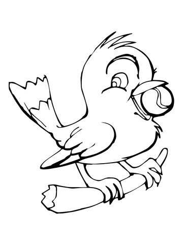 360x480 Cute Little Canary With Ball Coloring Page