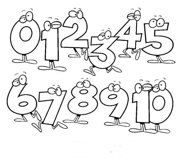 600x550 Numbers To Colour Number Clipart Black White Pencil