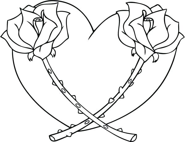 600x460 Coloring Pages Heart Coloring Pages Hearts Hearts And Roses Full