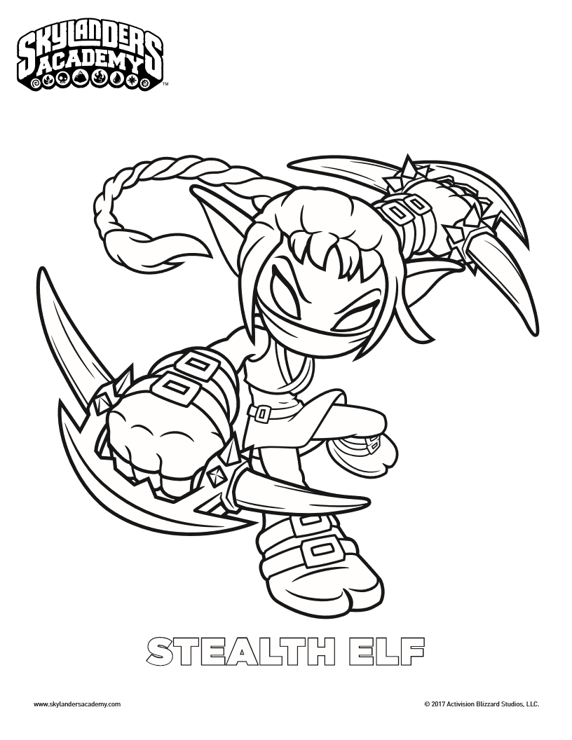 816x1056 Free Skylanders Stealth Elf Coloring Page