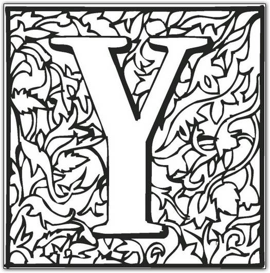 525x532 Fancy Block Alphabet Coloring Page