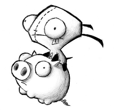 394x379 Gir And Piggy Coloring Pages