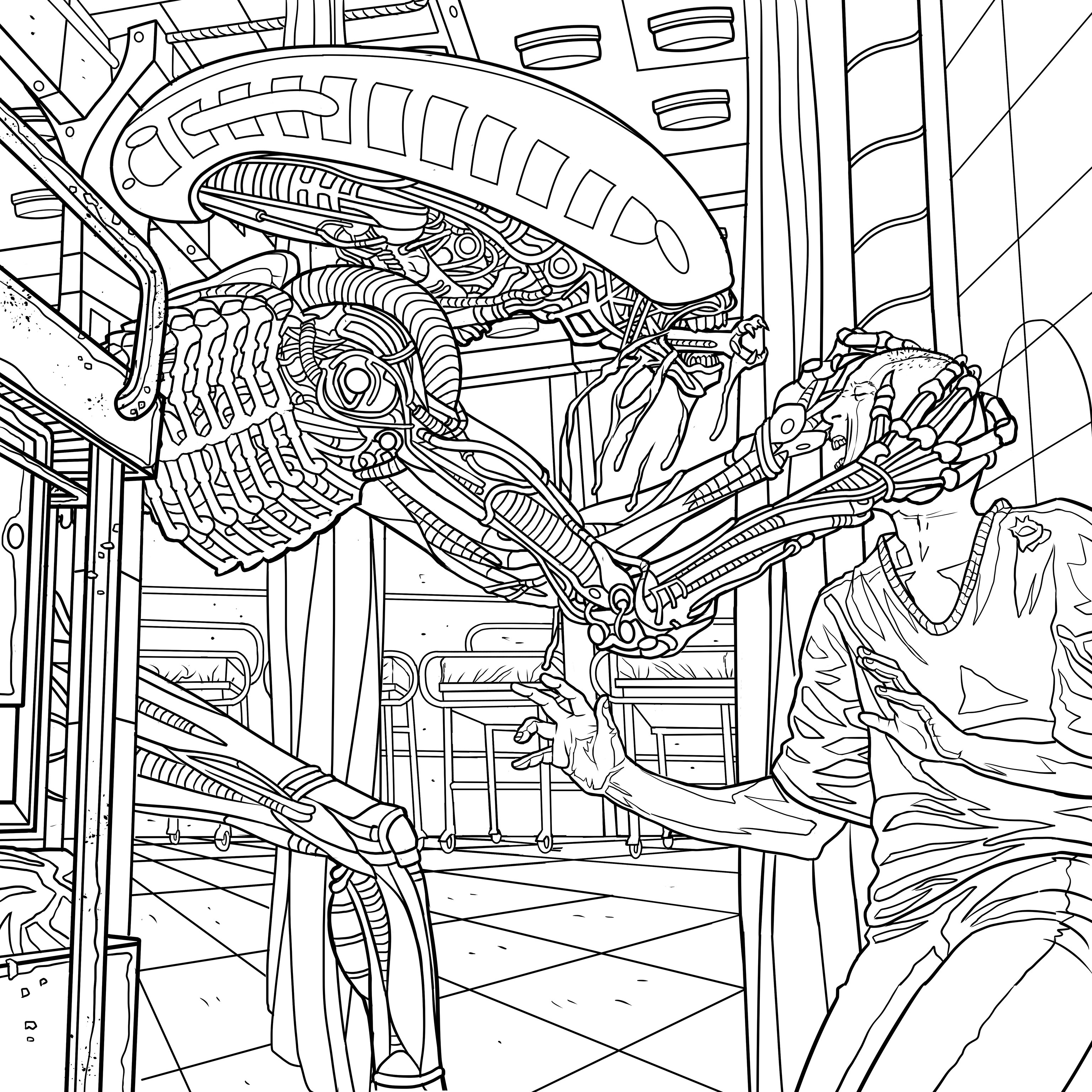 3071x3071 New Four Exclusive Alien Coloring Book Pages Bloody