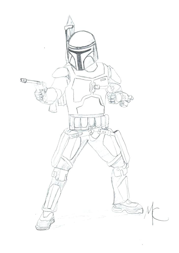 728x1026 Astounding Boba Fett Coloring Page