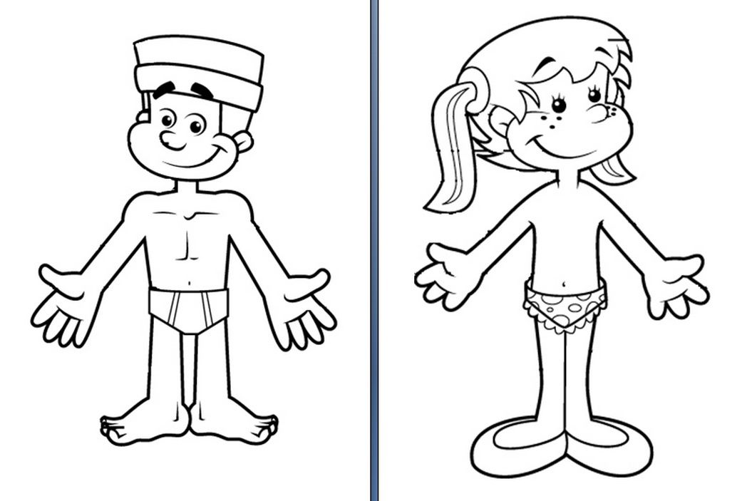 1048x703 Body Parts Boy Girl Coloring Pages For Free