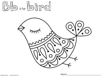 350x263 Boho Bird Coloring Page