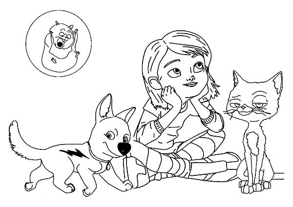 600x424 Bolt Coloring Pages Disney Bolt Characters Gather Coloring Pages