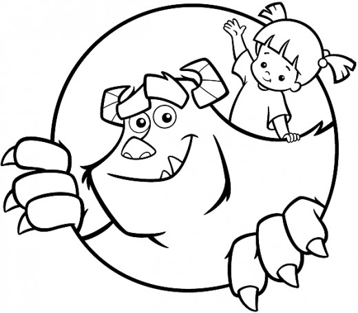 520x454 Sully And Boo Monsters Inc Coloring Pages
