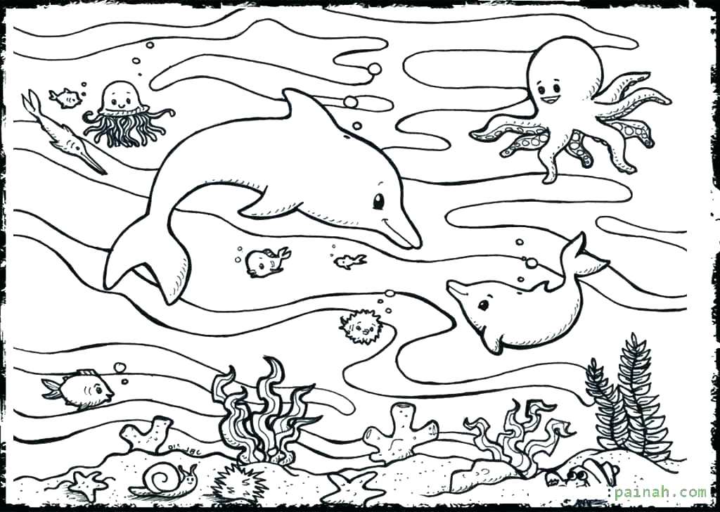 1024x728 Ocean Scene Coloring Pages Ocean Coloring Sheets Draw Ocean