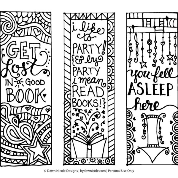 600x600 Free Printable Coloring Page Bookmarks Dawn Nicole Designs