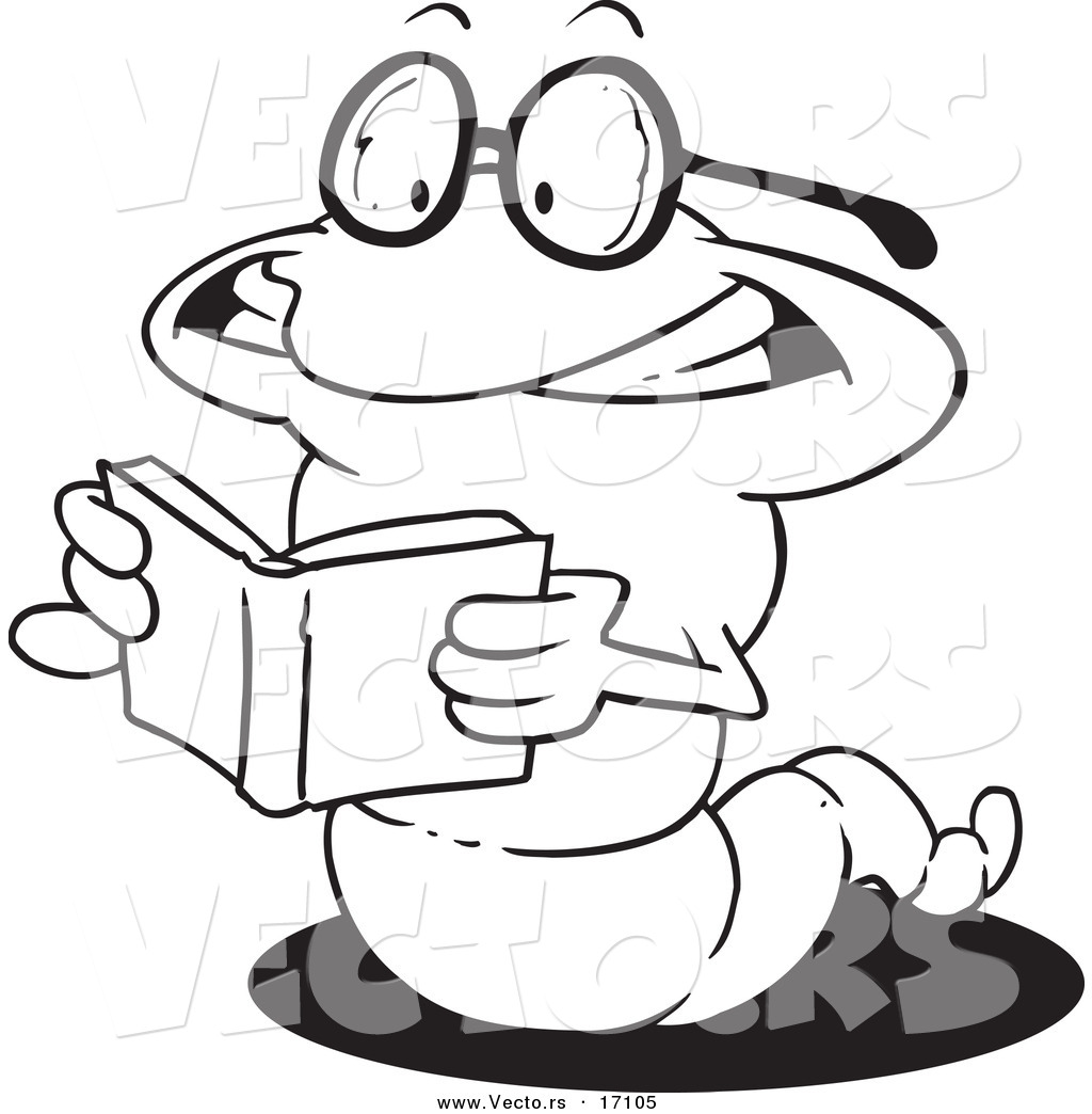 1024x1044 Vector Of A Cartoon Worm Reading A Book