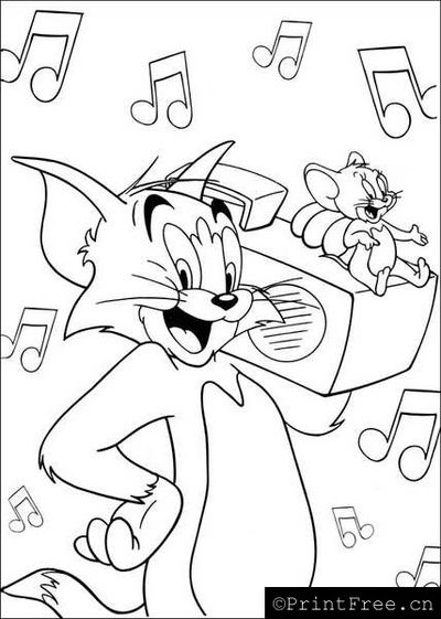 400x561 Tom And Jerry + Boom Box Coloring Sheet