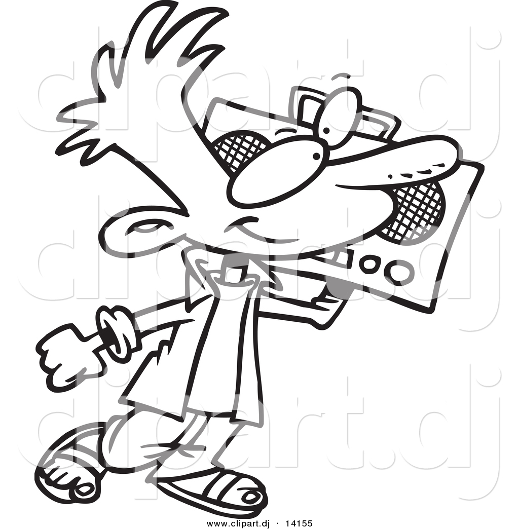 1024x1044 Vector Of Cartoon Boy Carrying A Boom Box