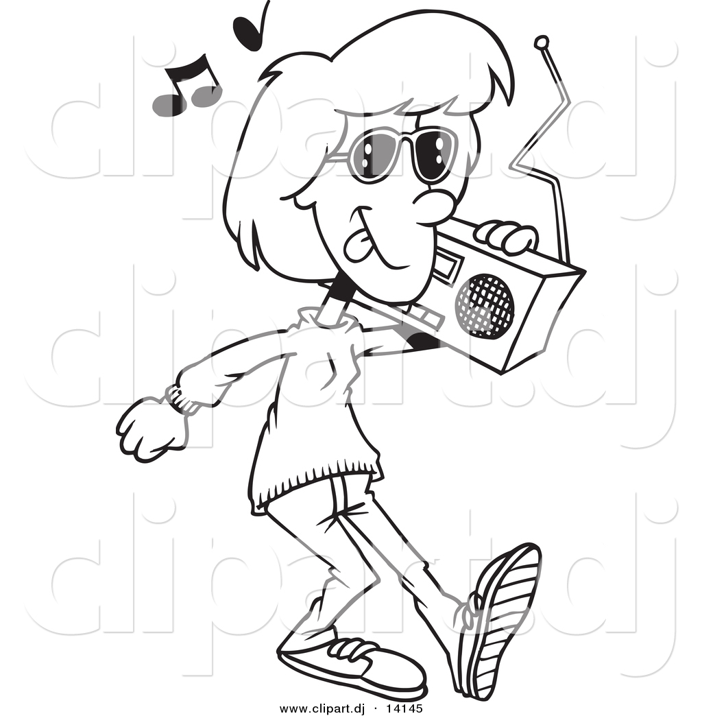 1024x1044 Vector Of Cartoon Girl Carrying A Boom Box