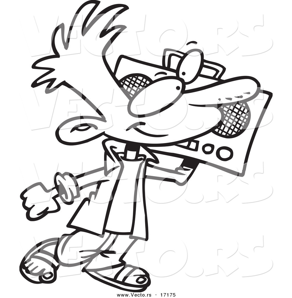 1024x1044 Vector Of A Cartoon Boy Carrying A Boom Box