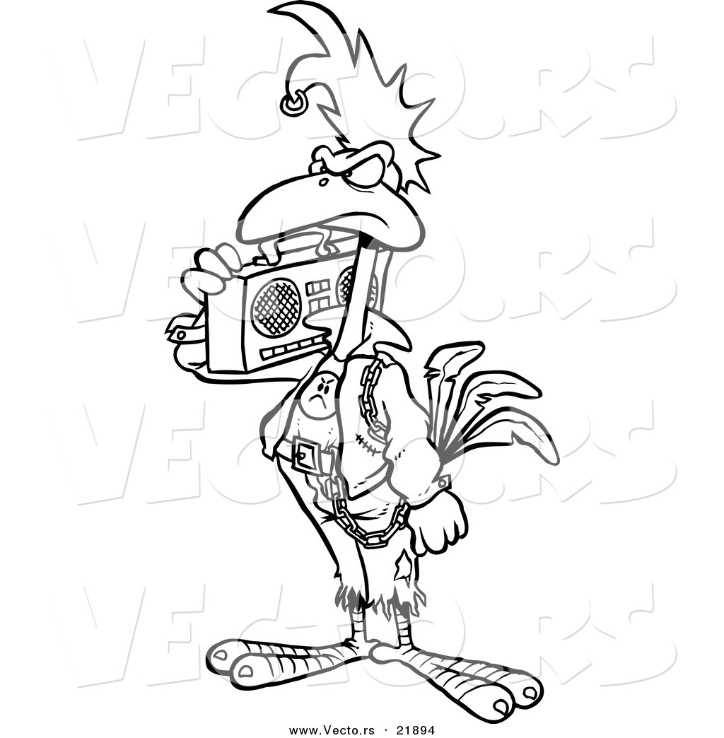 1024x1044 Vector Of A Cartoon Punky Rooster With A Boom Box