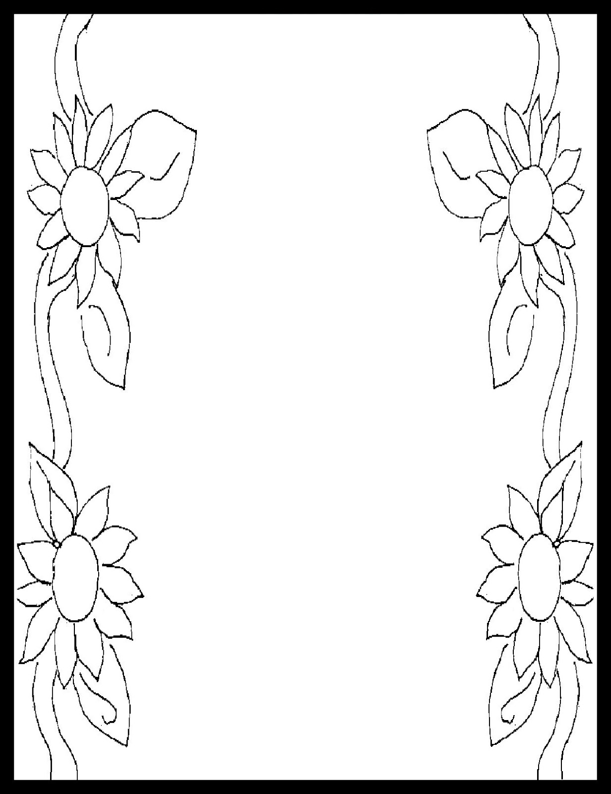 1232x1600 Flower Border Coloring Pages Printable Coloring For Kids