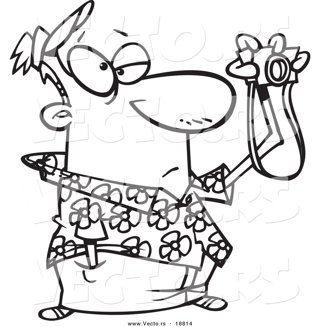 1024x1044 Vector Of A Cartoon Bored Man Taking Pictures Outlined Coloring