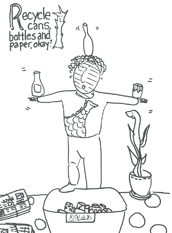 600x812 Water Bottle Coloring Page Recycling Cans Bottles And Paper