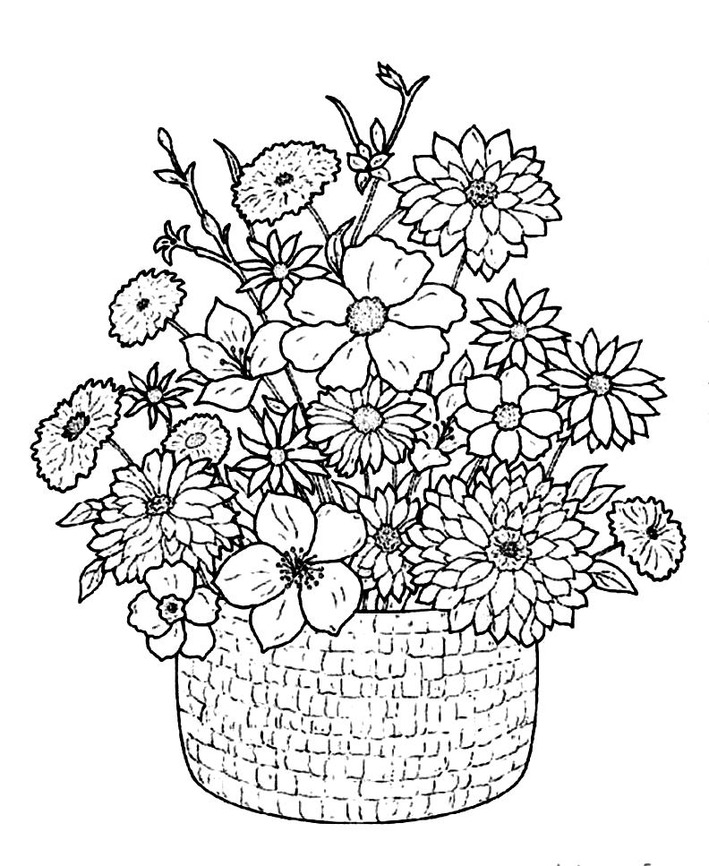 792x967 Flower Bouquet Coloring Pages