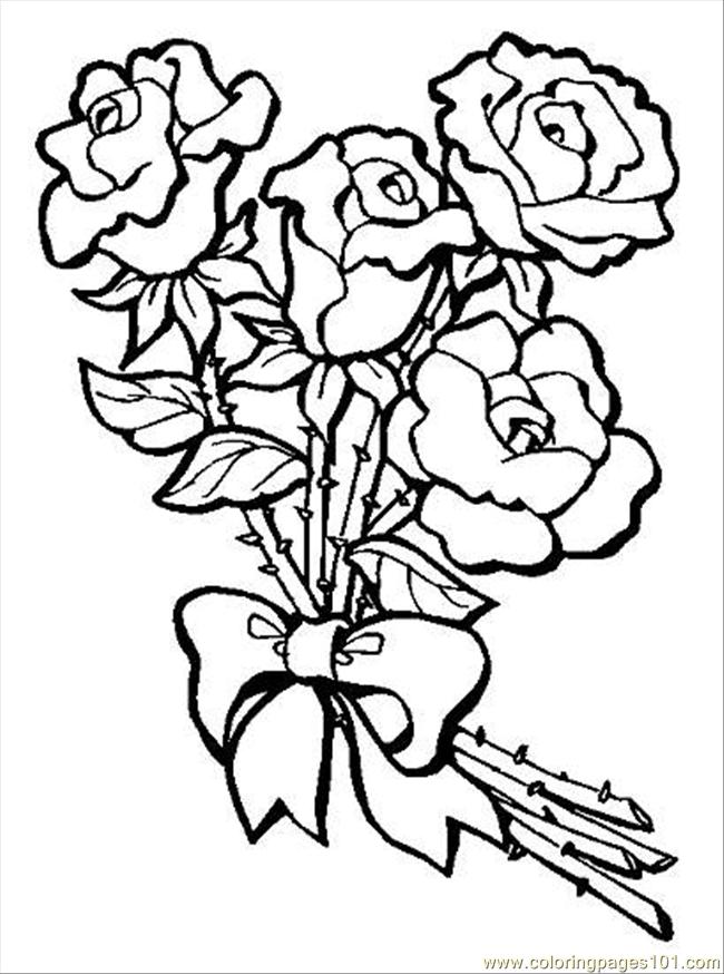 650x874 S Bouquet Of Roses Preview Coloring Page