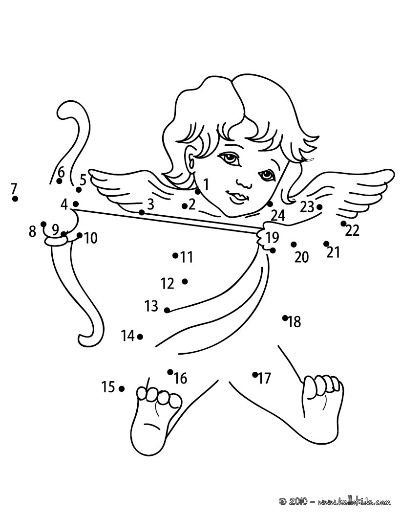 821x1061 Bow And Love Arrow Printable Connect The Dots Game New Coloring