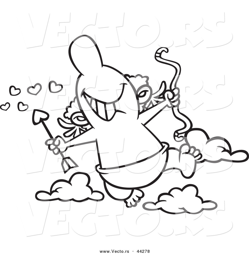1024x1044 Vector Of A Happy Cartoon Cupid Flying With A Bow And Arrow