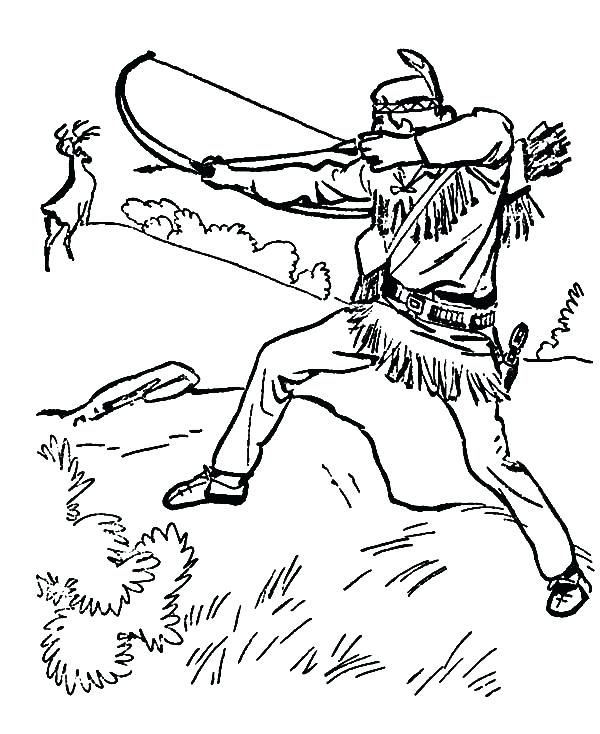 600x734 Bow Hunter Coloring Page