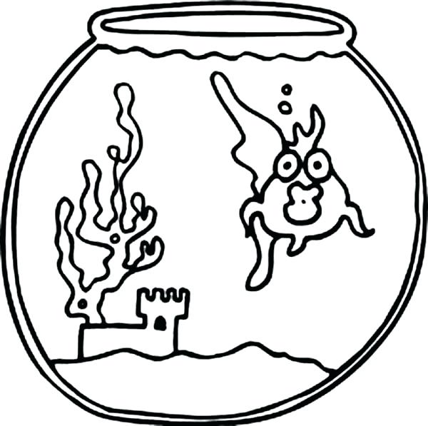 600x597 Goldfish Coloring Page Fish Bowl Goldfish With Big Eyes In Fish