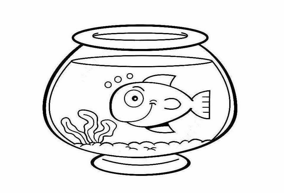 962x654 Fish Bowl Coloring Page Printable Coloring Sheet Anbu Coloring