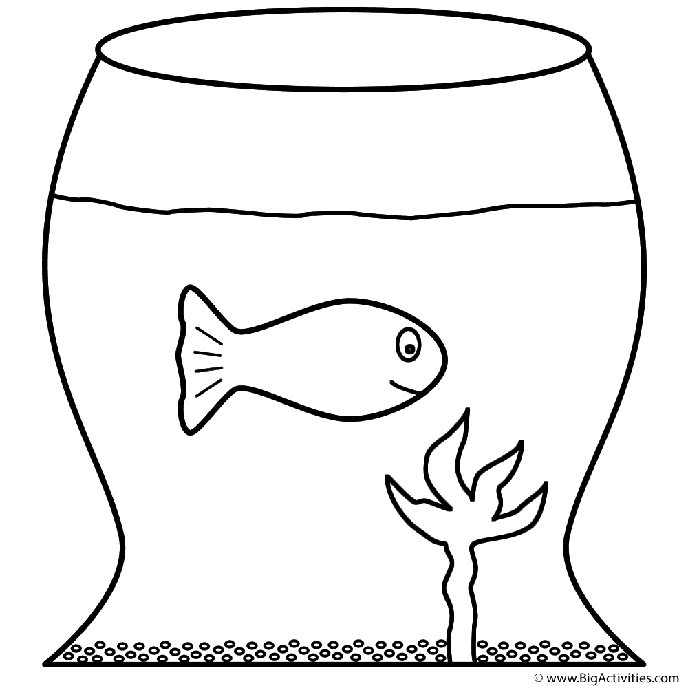 1000x1000 Goldfish In Fish Bowl Coloring Page Fish Goldfish Coloring Page