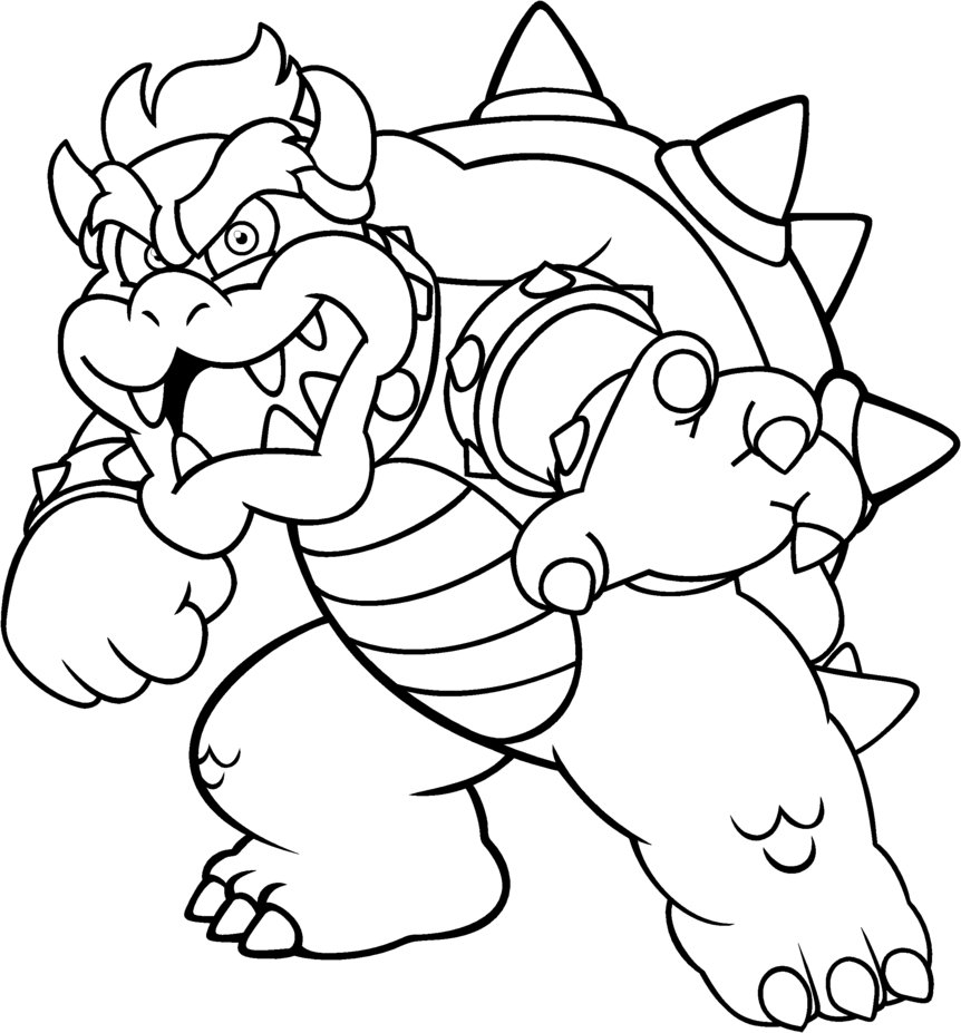 862x927 Bowser Coloring Pages Bowser Coloring Pages Picture To Coloring