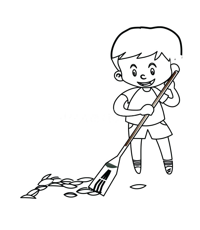 781x900 Box Coloring Page Little Boy Sweeping The Floor Coloring Page