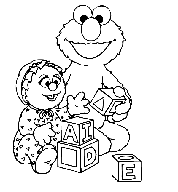 600x648 Elmo Was Playing A Funny Box Coloring Page