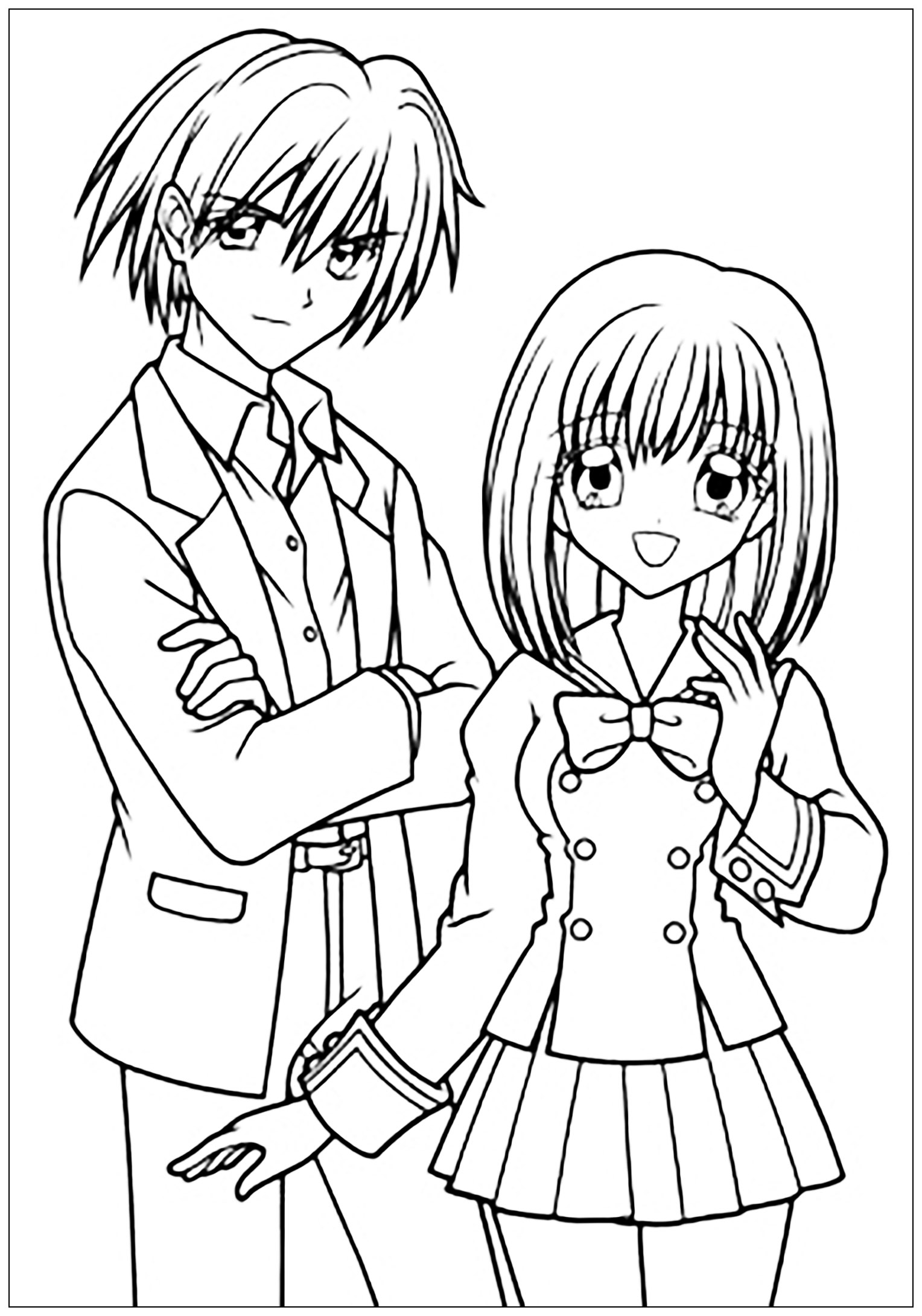 1528x2179 Manga Drawing Boy And Girl In School Suit