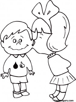 252x338 Printable Valentines Day Girl Kissing Boy Coloring Pages