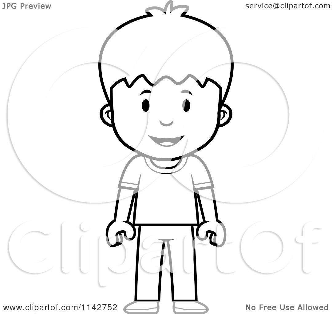 1080x1024 Black And White School Boy Standing Vector Outlined Coloring Page