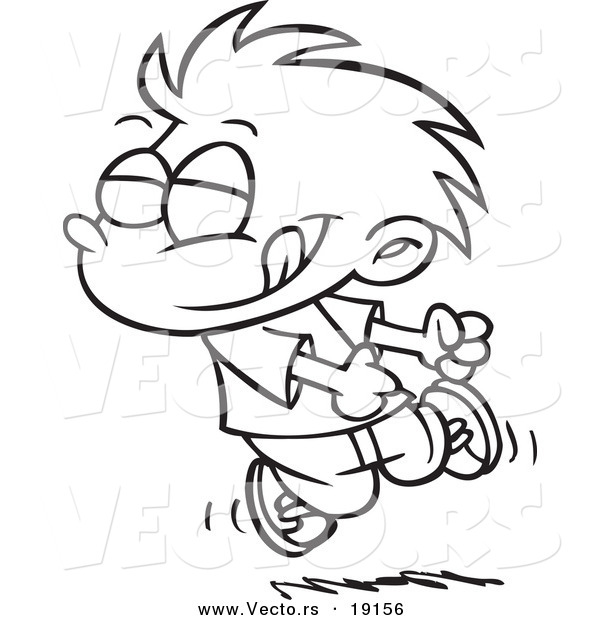 600x620 Vector Of A Cartoon Boy Doing A Happy Dance