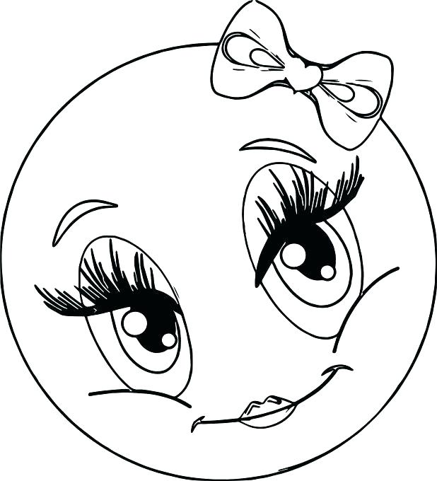 618x680 Girl Face Coloring Page Cute Girl Smiley Faces Coloring Page