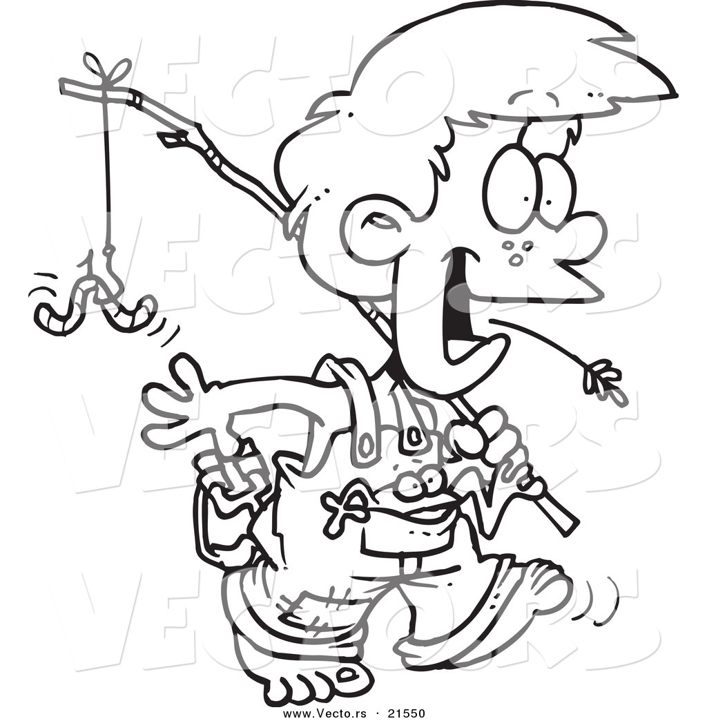 1024x1044 Vector Of A Cartoon Country Boy Carrying A Fishing Pole