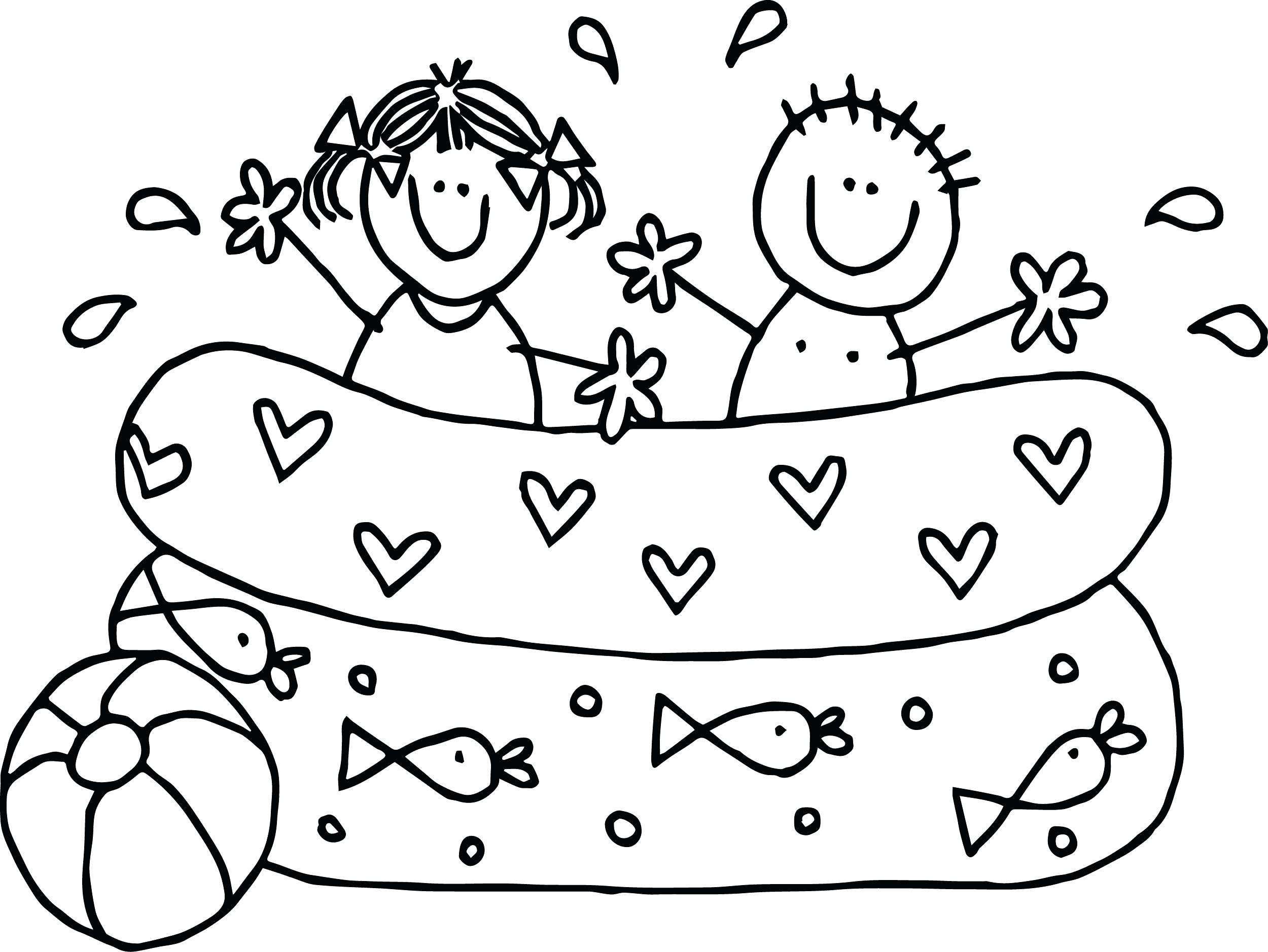 2500x1878 Coloring Pages Thanksgiving Food Summer Kids Boy Girl Playing Pool