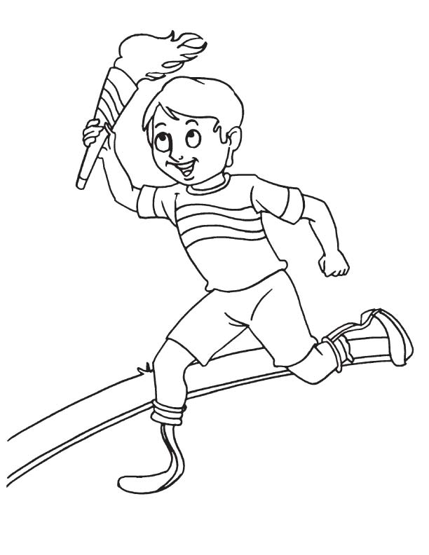 612x792 Disabled Boy Running With Torch Download Free Disabled Boy