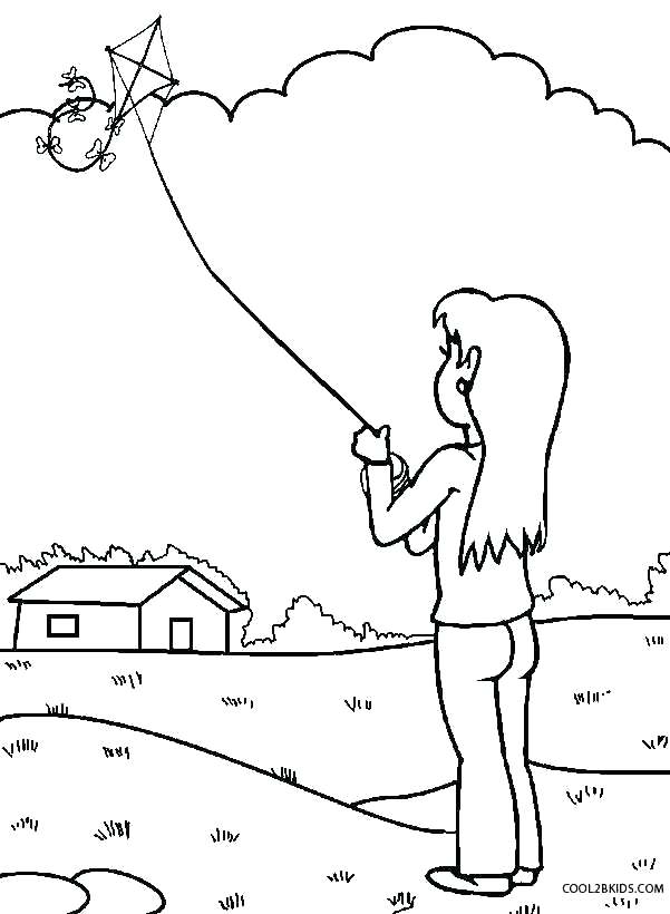 601x820 Kite Flying Coloring Pages Kids Coloring Coloring Page Outline
