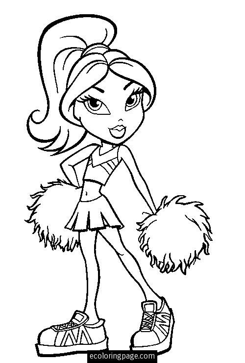 500x740 Bratz Sasha Cheerleader Coloring Page Printable For Girls